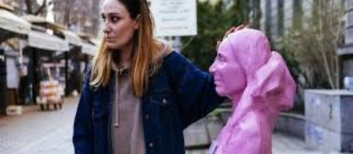 Bulgarian artist Erka with one of her sculptures FAIR USE metro.co.uk Creative Commons