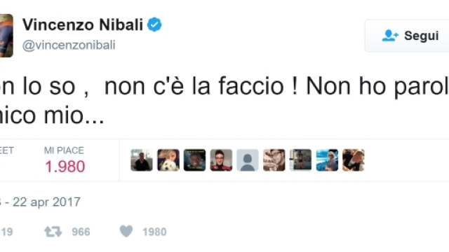 Il tweet di Vincenzo Nibali sull'amico scomparso