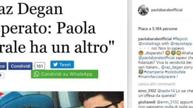 Gossip: Raz e Paola, lei ha un altro?