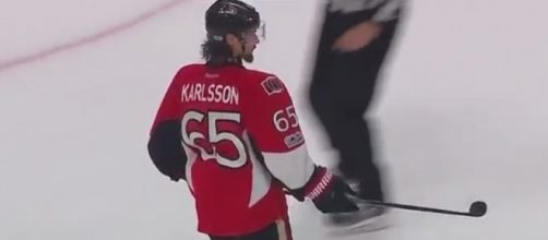Karlsson scored a lucky goal, Youtube Hot&Ice - NHL Games Highlights channel https://www.youtube.com/watch?v=uobl2E8bUyk