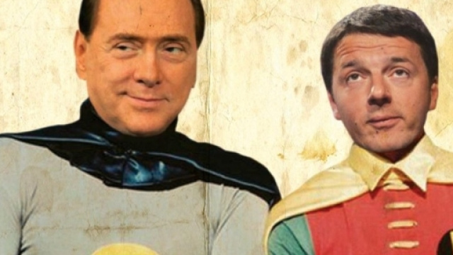 La giornata di 2 ex premier: un lieve infortunio per Berlusconi caduto; Renzi in volo per Bruxelles fa lo steward per Alitalia. Foto: Twitter.