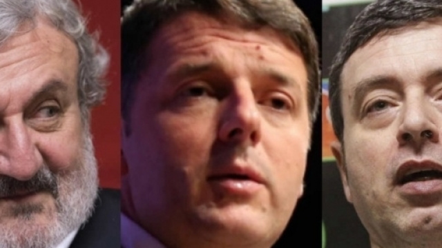 I tre protagonisti delle primarie Pd, Emiliano, Renzi e Orlando