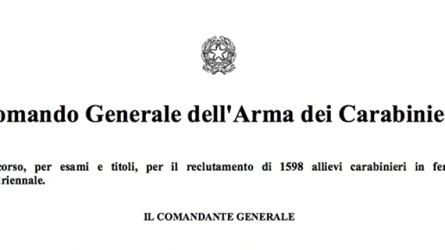 Concorso dell&rsquo;Arma dei Carabinieri