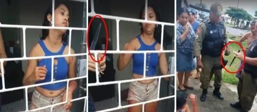 Na briga, garota se cortou com uma faca.