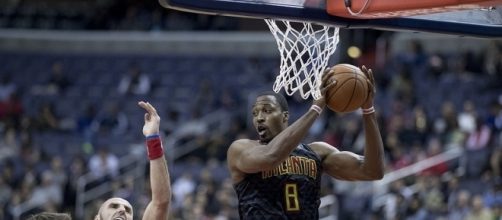 Dwight Howard of the Atlanta Hawks during this season's regular season game against the Washington Wizards. Photo by Keith Allison -- CC BY-SA 2.0