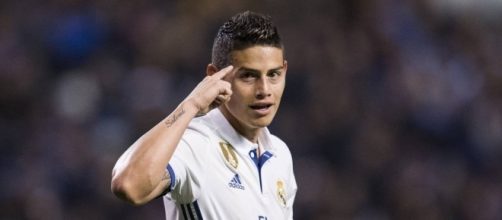 James Rodr&iacute;guez, celebrando un gol con el Madrid esta temporada
