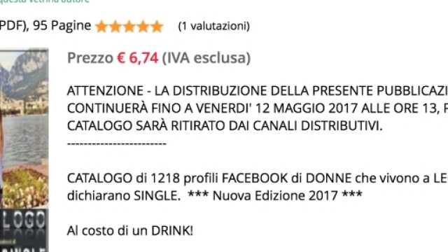Il catalogo delle single, in vendita e poi subito ritirato dall'autore.