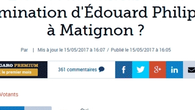 Le lectorat du Figaro semble majoritairement satisfait de la nomination d"&Eacute;douard Philippe en tant que Premier ministre