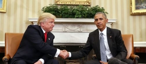 Donald Trump and Barack Obama photo via BN library