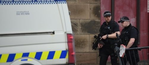 Greater Manchester Police at work after the attack.