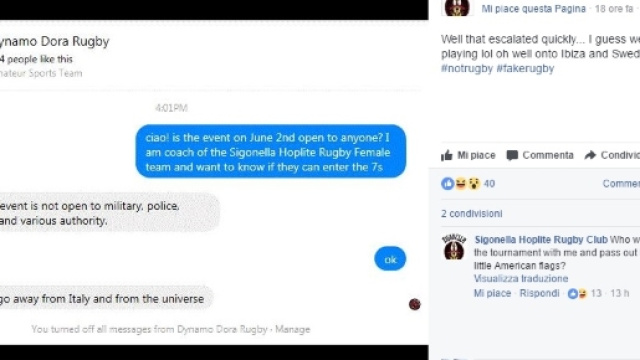 La conversazione tra gli allenatori di Dynamo Dora Rugby e Sigonella Hoplite Rugby Female
