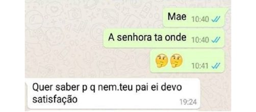 Conversa entre m&atilde;e e filho no WhatsApp