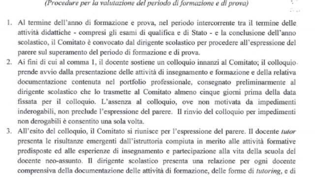 esito favorevole o sfavorevole anno di prova