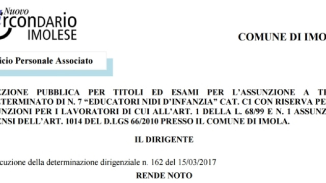 Concorso educatori di infanzia, posti 7
