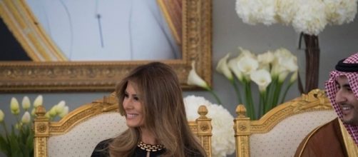 First Lady Melania Trump is seen at a ceremonial welcoming tea on May 20, 2017, in Riyadh, Saudi Arabia. Photo via Andrea Hanks, White House.