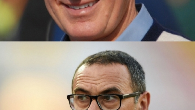 In alto Arrigo Sacchi, in basso Maurizio Sarri
