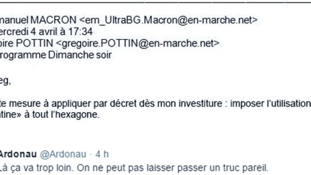 Un faux manifeste, plut&ocirc;t cocasse et moqueur, trouv&eacute; sur la page Twitter #MacronLeaks (qui en contient d'autres)