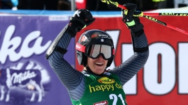 Sofia Goggia sul traguardo di Soelden