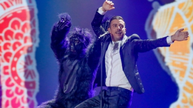 Eurovision 2017: Francesco Gabbani durante la clip di prova che andr&agrave; in onda questa sera