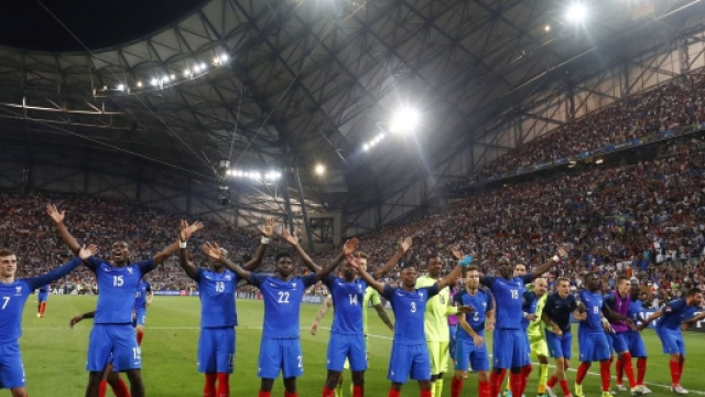 Les joueurs de l'&Eacute;quipe de France au V&eacute;lodrome