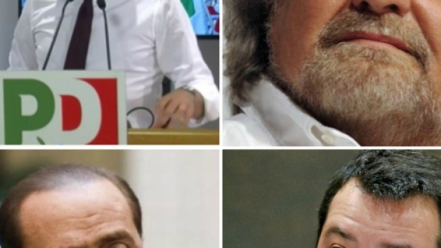 Renzi, Grillo, Berlusconi e Salvini, i quattro leader dei partiti che hanno raggiunto l'accordo