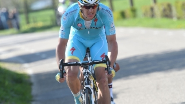 Jakob Fuglsang (Astana) in azione