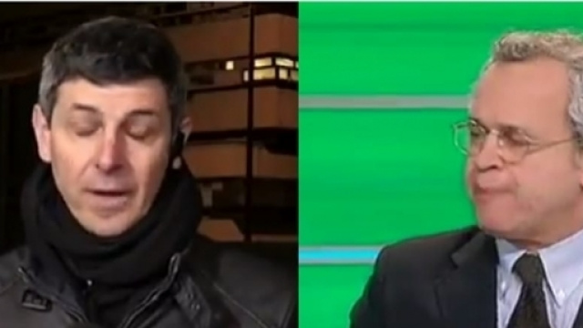 Enrico Mentana a Paolo Celata "sei ubriaco, sei uscito da un'enoteca!"
