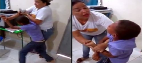 Aluno xinga e bate na professora em sala de aula (Via: Facebook)