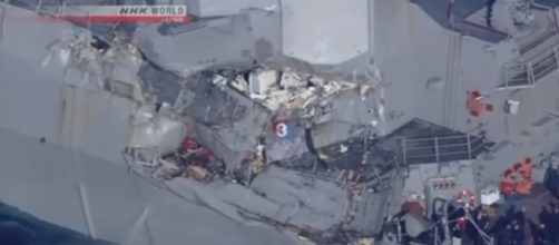Aerial Footage Of USS Fitzgerald After Collision With Philippine Container Ship/ iBankCoin.com Youtube