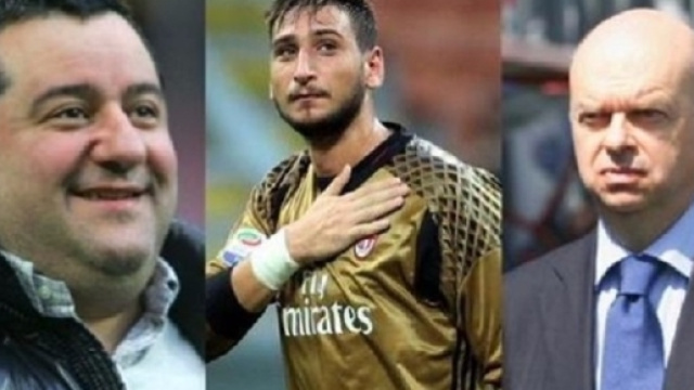 Donnarumma, Raiola e il ds rossonero Fassone.