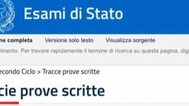 Il refuso comparso sul sito del Miur, nella pagina dedicata agli esami di maturit&agrave; 2017