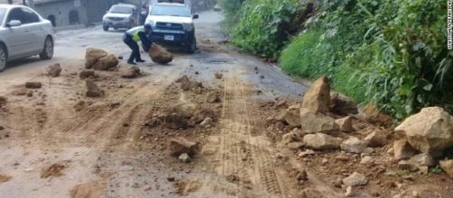Image Credit: BN library Road blockage from earthquake