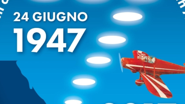 I settanta anni dell'avvistamento di K. Arnold nel logo della spilla CUN commemorativa