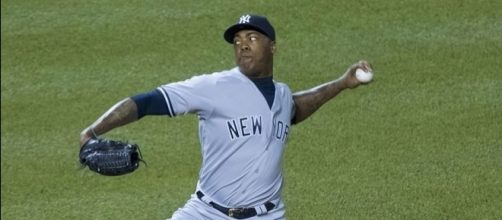 Closer Aroldis Chapman recorded the fastest pitch this season at 102.9 mph &ndash; Keith Allison via WikiCommons