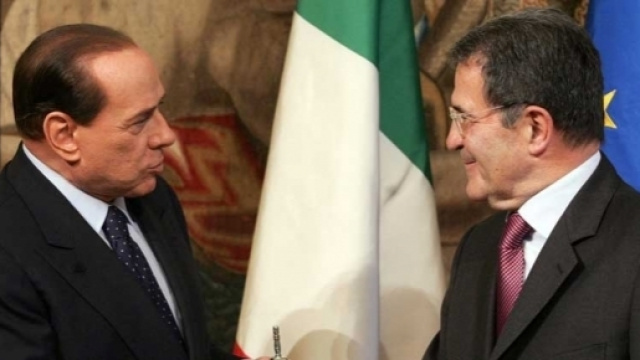 Silvio Berlusconi con Romano Prodi