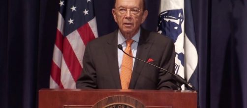 After speaking for more than 20 minutes, Ross was cut off mid-sentence. Photo via US Department of Commerce, YouTube,