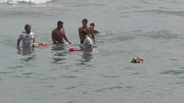 Una foto fatta a intervento concluso da alcuni bagnanti che ieri hanno assistito al salvataggio di un15 enne nel mare di Ostia. Foto: Facebook.