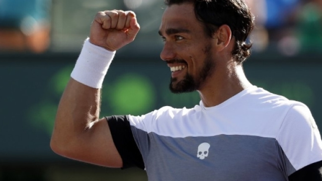 Fabio Fognini mentre festeggia ... - repubblica.it