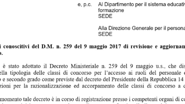 Miur, revisione classi di concorso