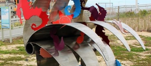 Anne Stanner's sculpture is titled "Rockaway WAVE" and it is made out of metal. / Photo via Anne Stanner, used with permission.