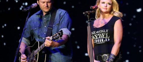 Miranda Lambert with ex-husband Blake Shelton on stage