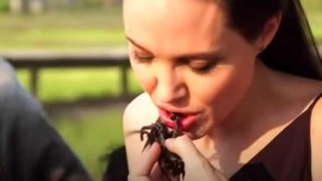 Angelina Jolie che mangia un ragno
