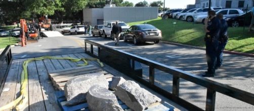 A Ten Commandments monument installed Tuesday on the Arkansas Capitol grounds was toppled less than 24 hours later - Flickr/Arkansas Baptist News