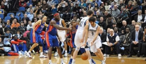 Ricky Rubio (with ball) of the Minnesota Timberwolves (Wikimedia Commons - wikimedia.org)