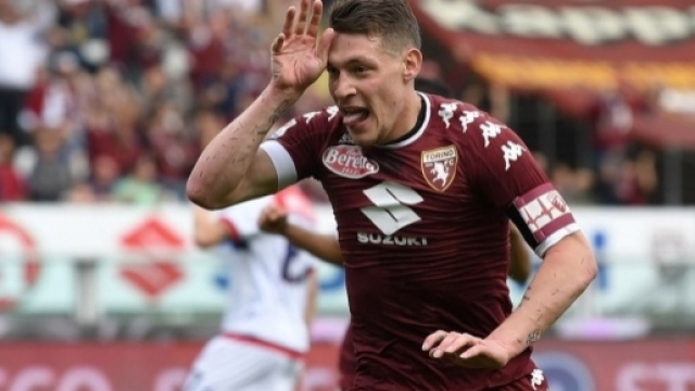 L'esultanza di Andrea Belotti, possibile acquisto del Milan