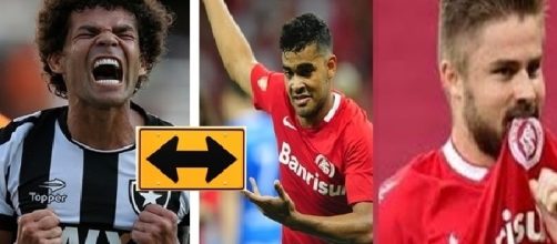 Troca entre jogadores do Botafogo e Inter (Foto: Reprodu&ccedil;&atilde;o/ Montagem)