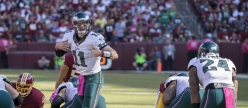 Carson Wentz and the Eagles have made improvements, but is their team more talented than the former Packers team? (via Wikimedia Commons).