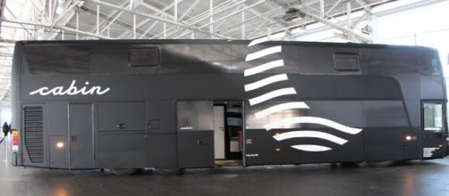 Luxury moving five star hotel bus service opens in California.