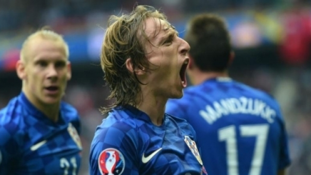 L'esultanza di Luka Modric con la maglia della Croazia.