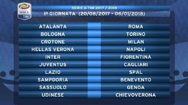 Calendario di Serie A, programma 1&ordf; giornata